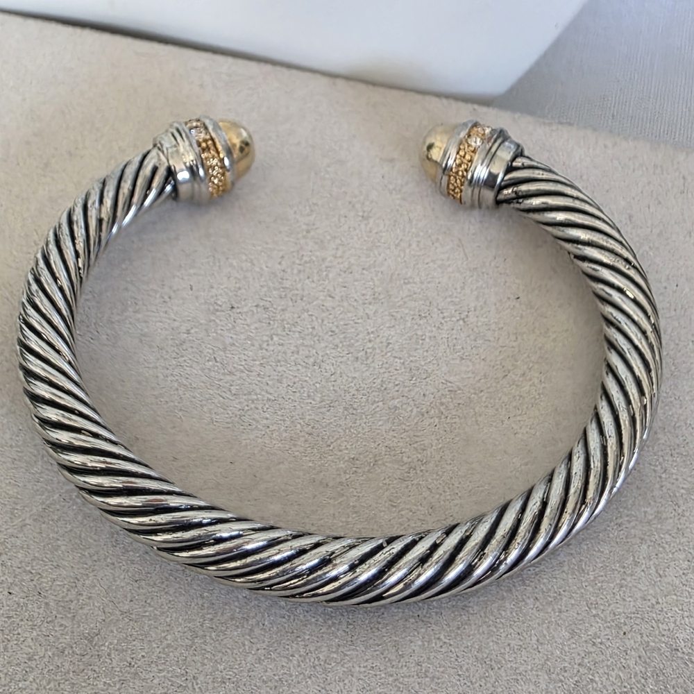 Silve Steel Cable Bracelet Split Opening For Slip On Style - Picture 7 of 10